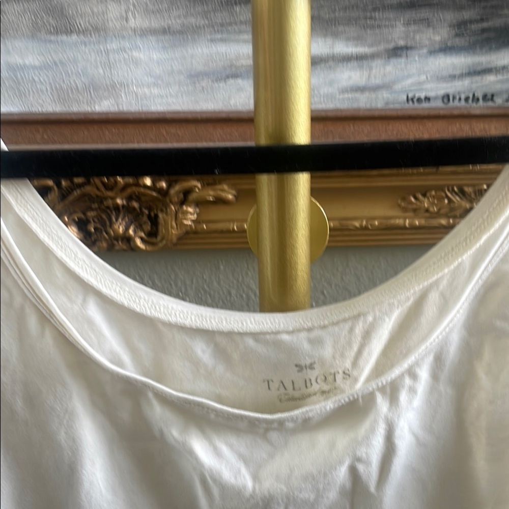 Talbots White Fitted Tank Top with Rounded Neckline - Picture 4 of 6